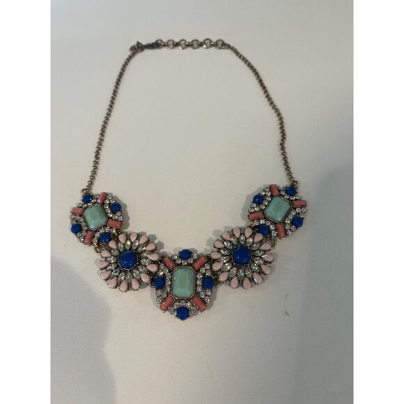 J.Crew Jewelry Necklace With Multicolor Gemstone Accents On Gold-Tone Chain - Picture 2 of 5